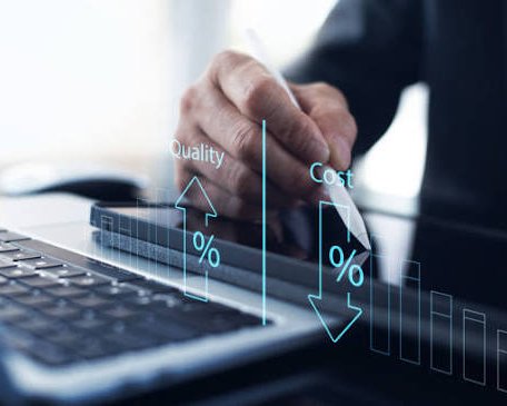 Quality up, cost down chart representing predictable managed IT costs